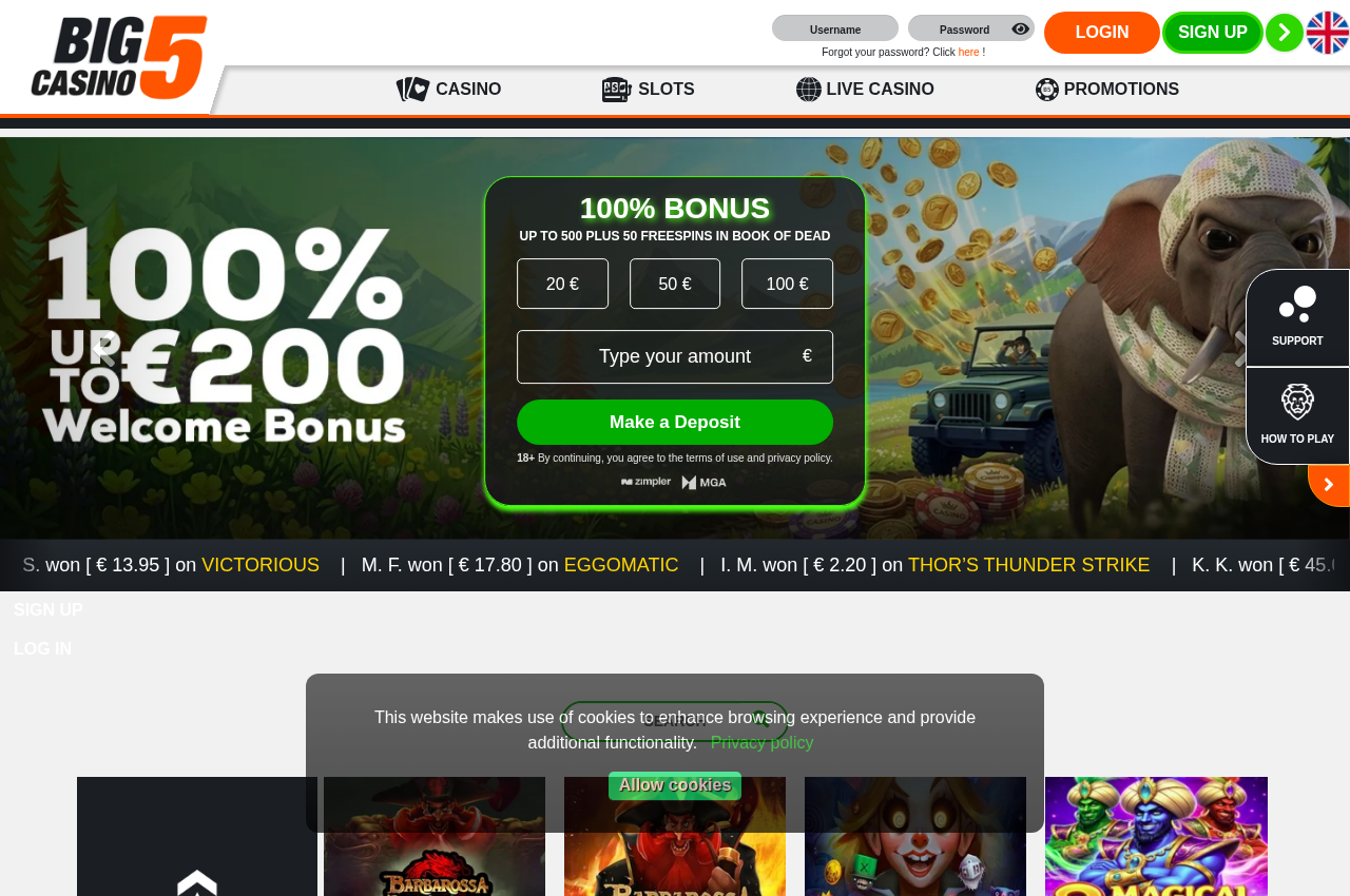 Captura fechada de la página de Big5Casino
