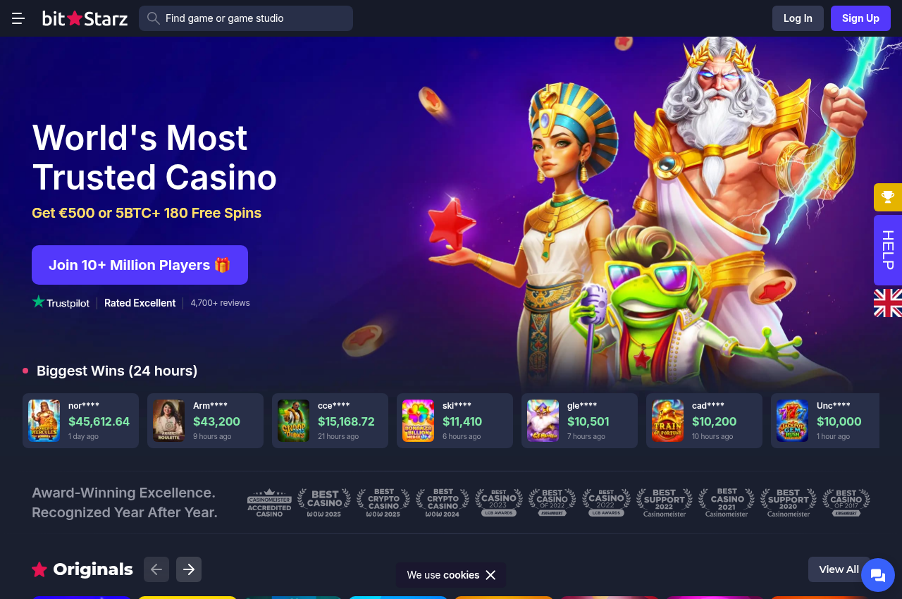 Captura fechada de la página de BitStarz