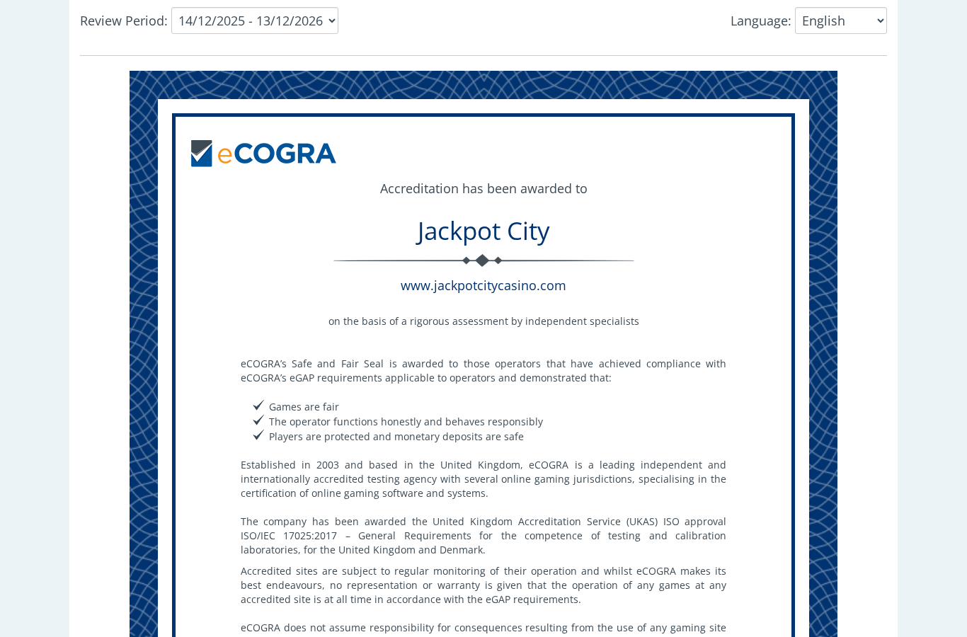 Captura fechada de la fuente examinada sobre JackpotCity