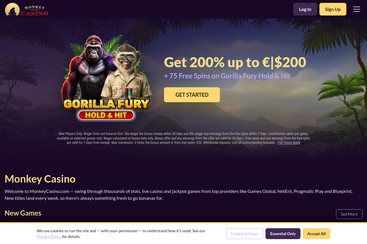 Captura fechada de la página de MonkeyCasino