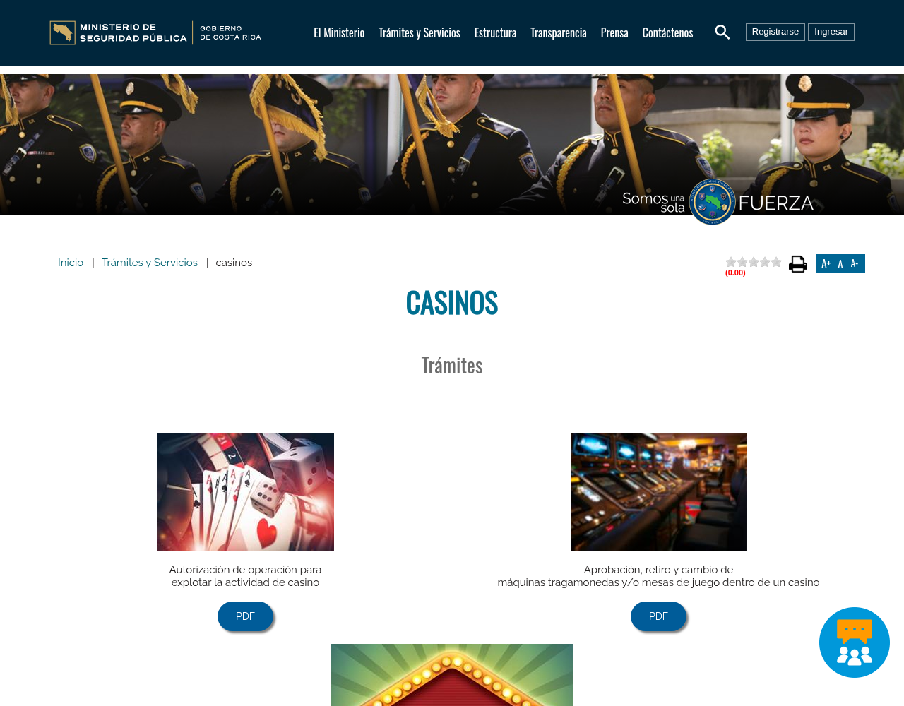 Captura del recurso del Ministerio de Seguridad Pública sobre casinos autorizados